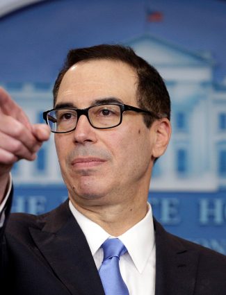 U.S. Secretary of the Treasury Steven Mnuchin takes a question during a press briefing at the White House in Washington, U.S., April 24, 2017.